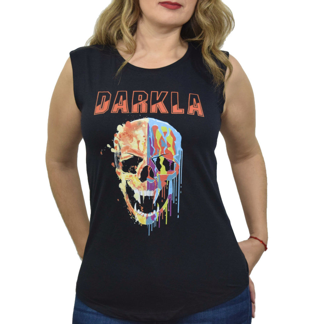 Darkla’s Limited Edition, Classic ABSTRACT SKULL TEE TANK WOMEN'S